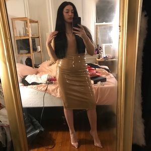 BNWT Nude Latex Skirt